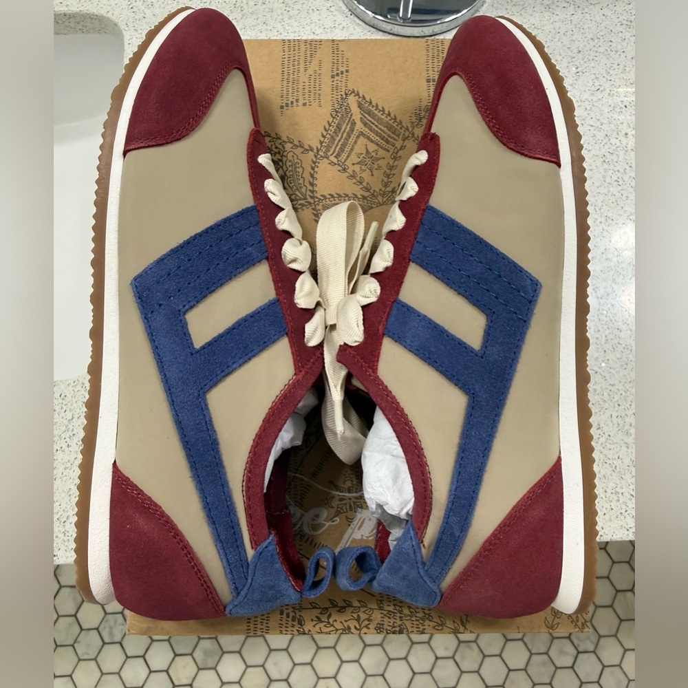NIB Free People Red/Blue/Beige Women's Ace’s Tennis Shoe size 8.5 - Picture 6 of 9